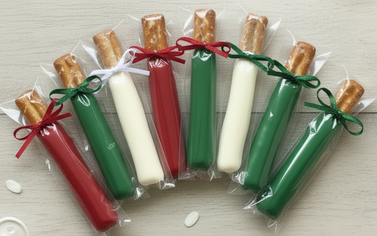 Christmas Pretzel Rods - Solid Colors Flat Lay
