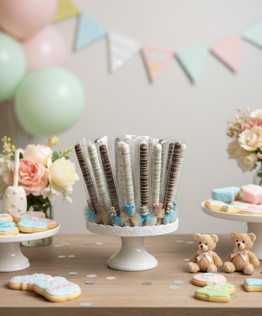 Custom Baby Shower Chocolate Pretzel Rods