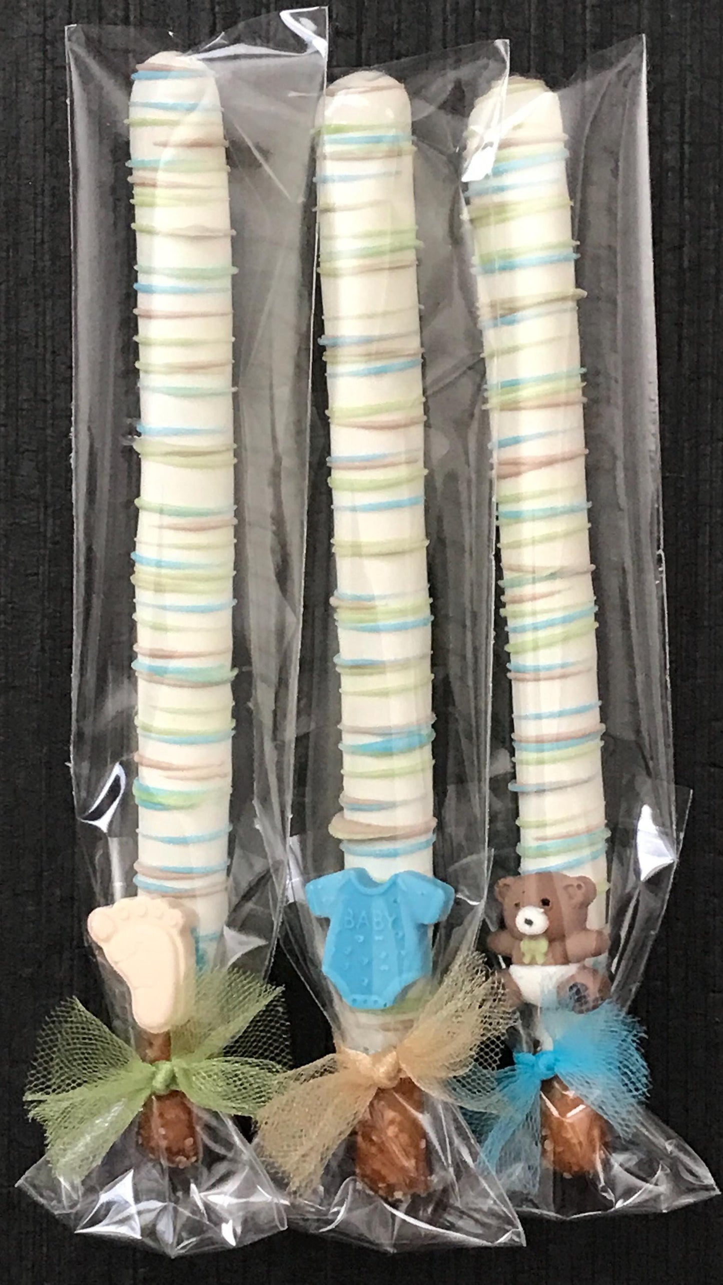Custom Baby Shower Chocolate Pretzel Rods - Party Favors