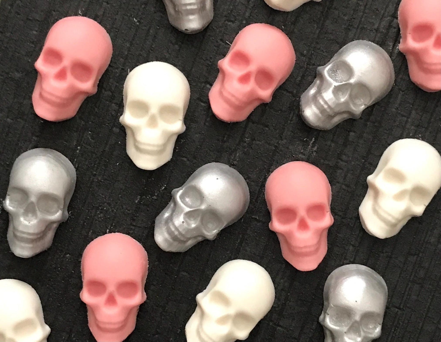 Pink, White & Silver Chocolate Skulls
