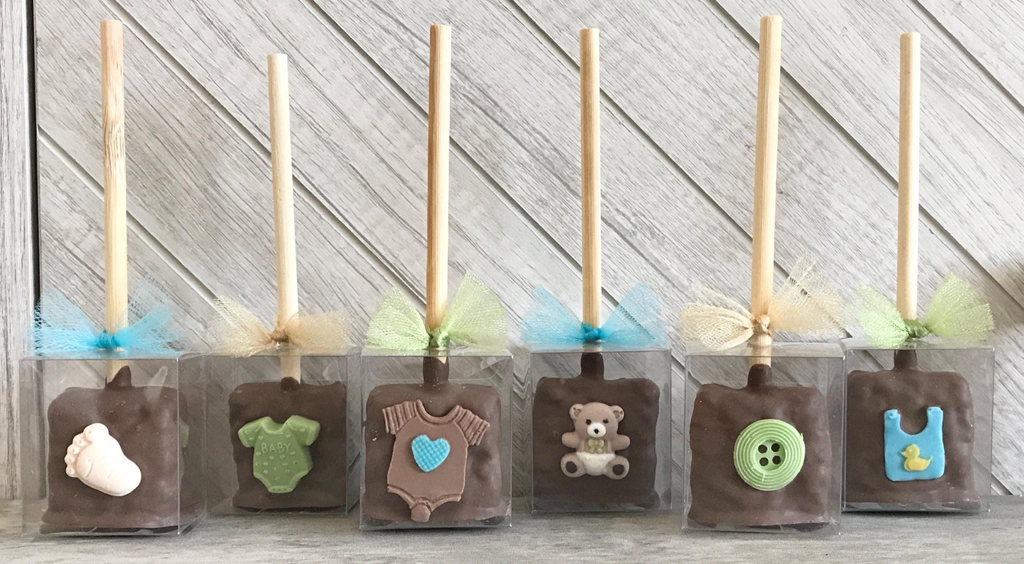 Baby Shower Rice Krispie Pops - Custom Chocolate Party Favors