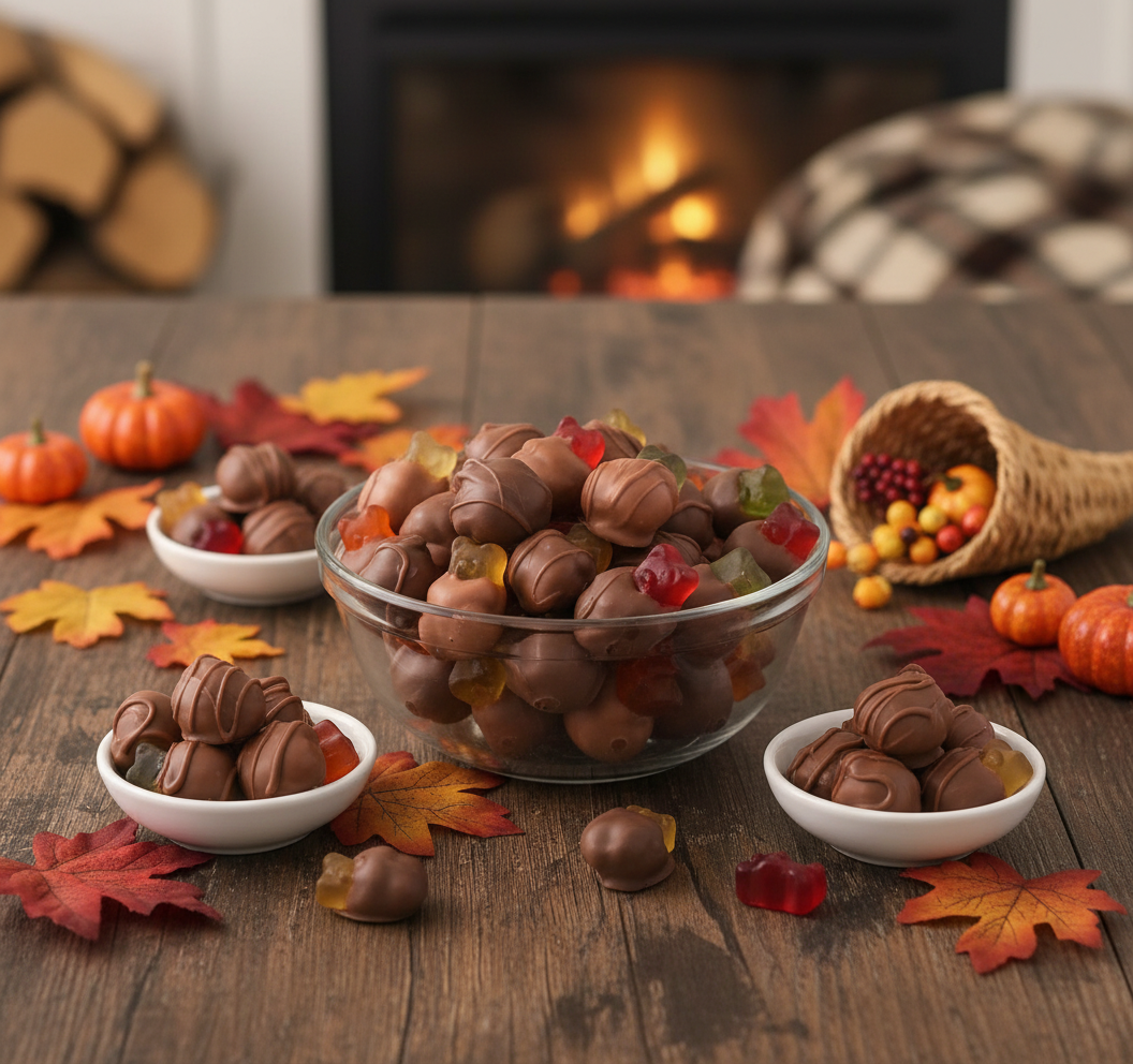 Fall Chocolate Dipped Gummy Bears Party