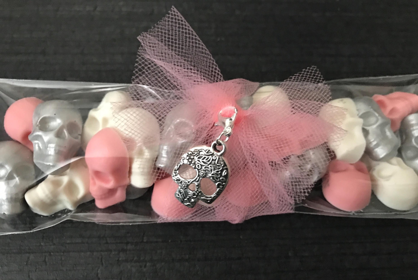 Pink, White & Silver Chocolate Skulls