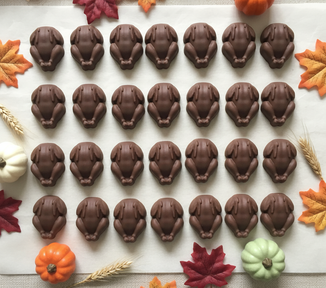 Flat Chocolate Turkeys Clean Display