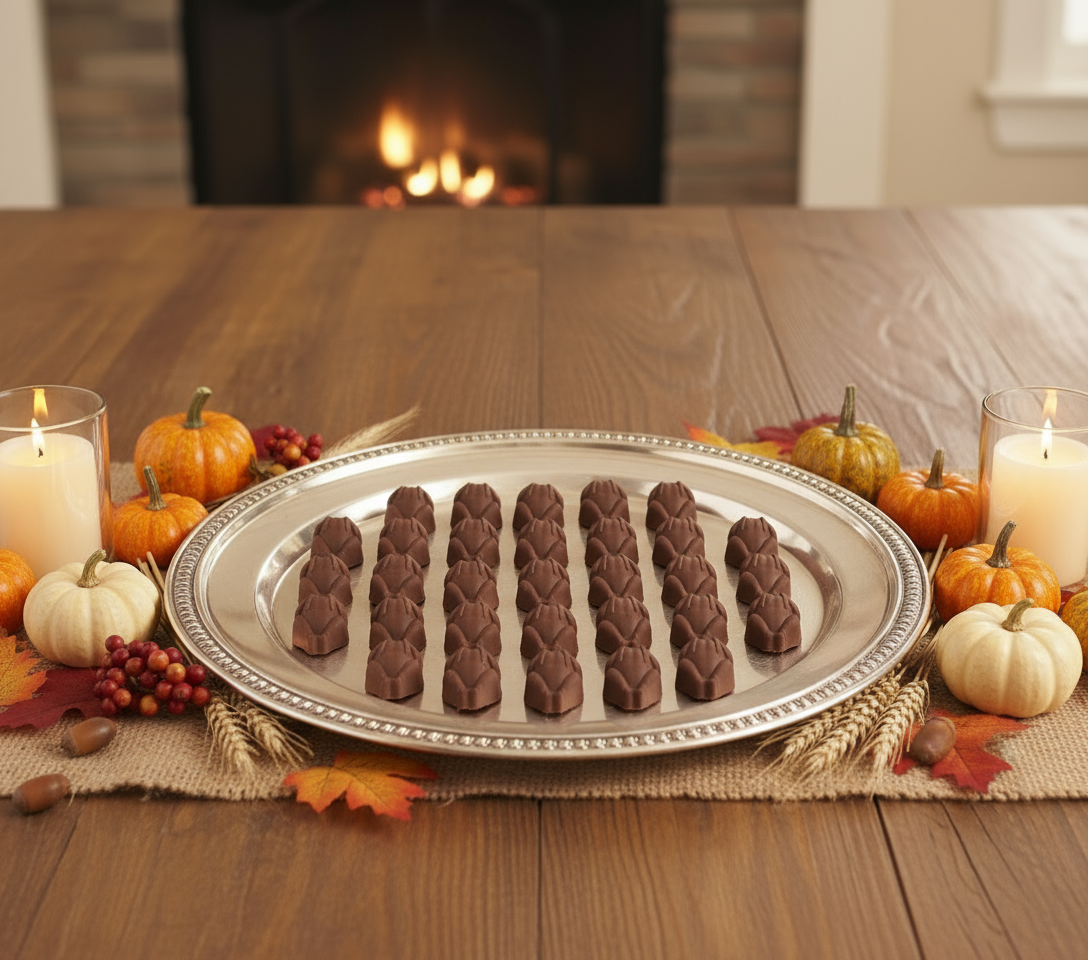 Flat Chocolate Turkeys on Tray