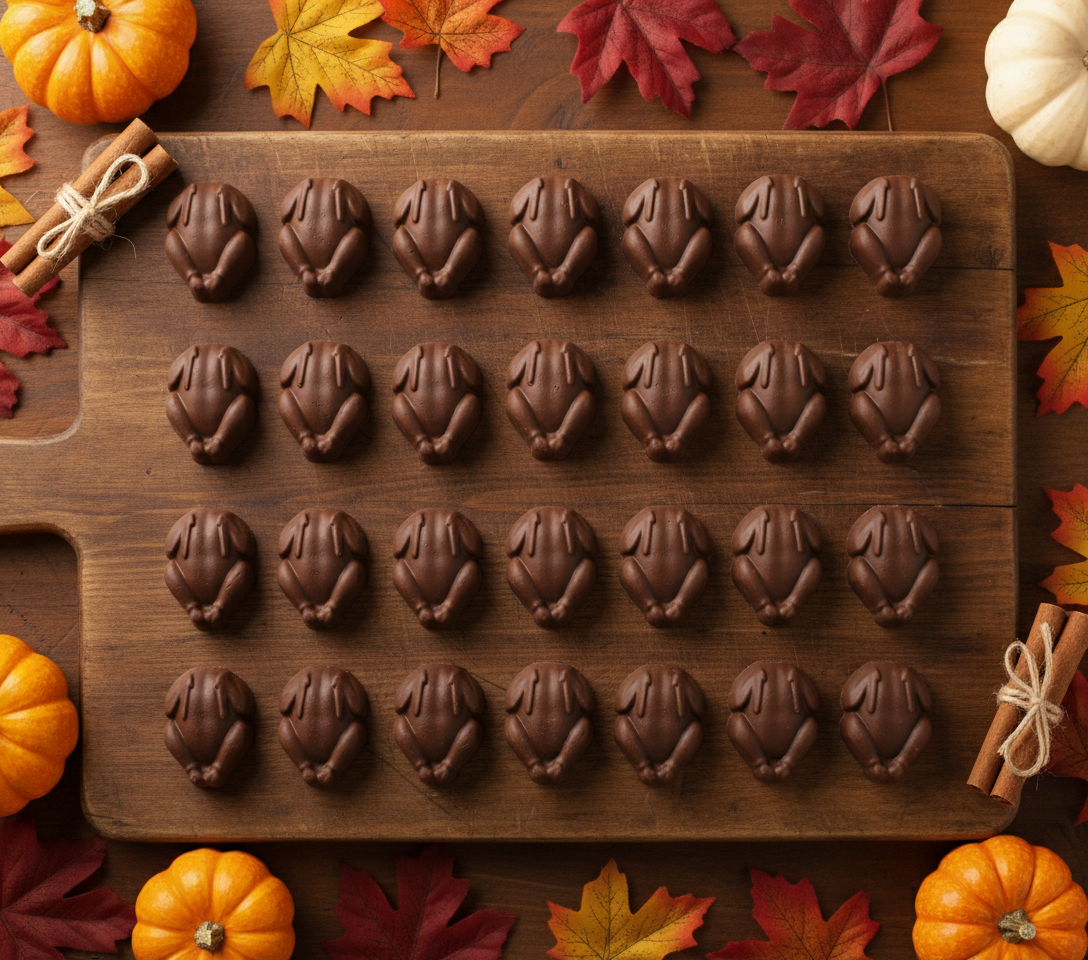Flat Chocolate Turkeys Overhead