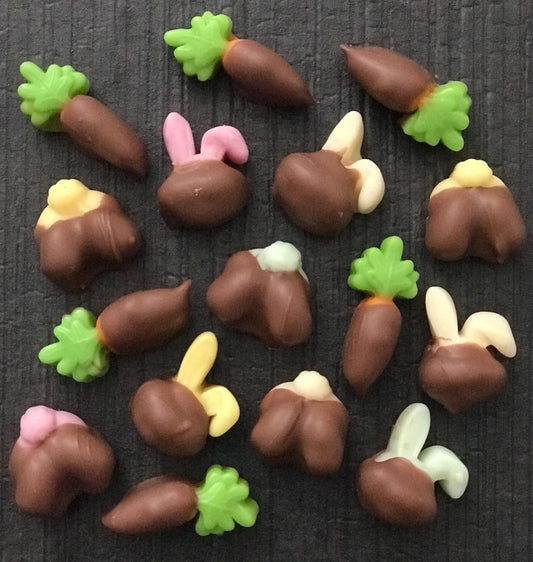 Chocolate Dipped Gummy Bunny Heads Bums & Carrots | Easter Treats | Muddy Bunnies