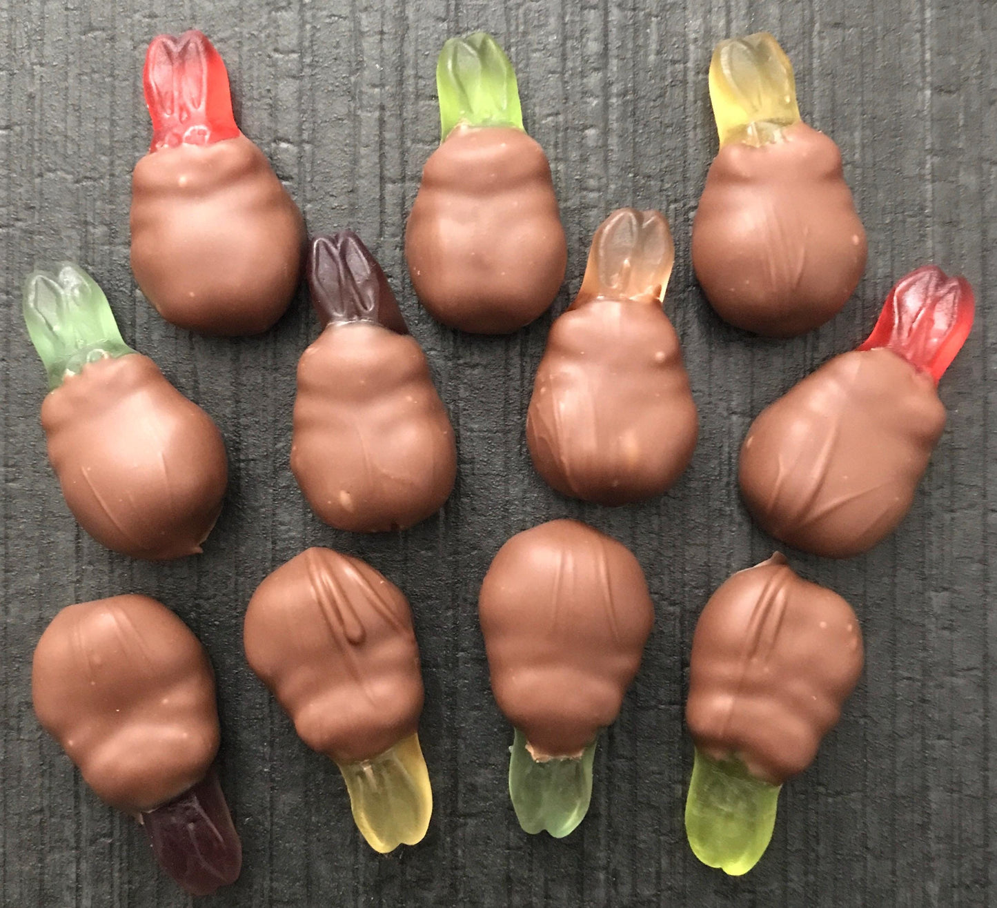 Easter Chocolate Dipped Gummy Bunnies  in Gormet Coverture Milk Chocolate | Bunny Rabbits | Muddy Bunnies | Easter Baskets | Easter Egg Hunt