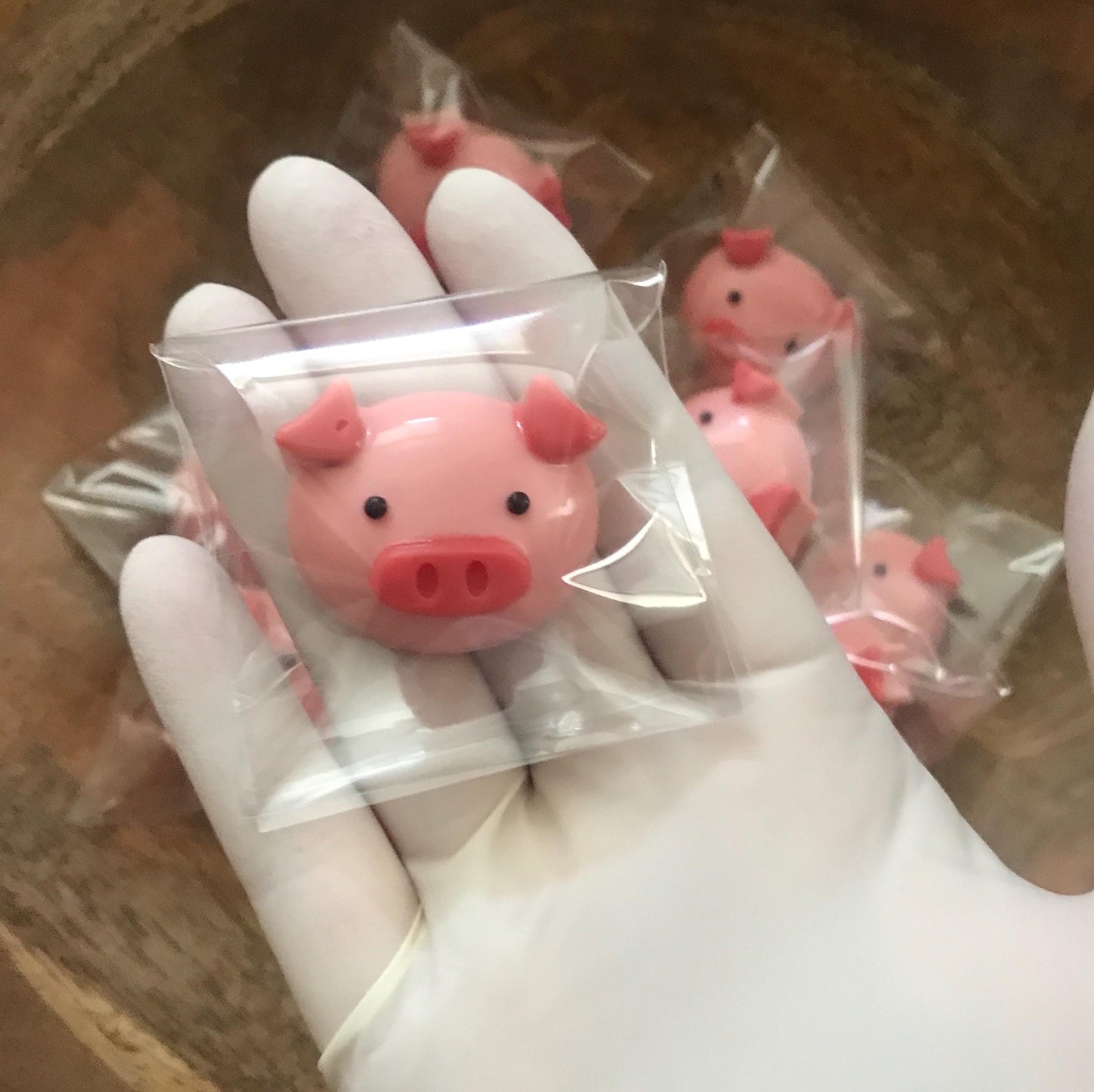 Chocolate Pigs - 12 Pink Pig Cupcake Toppers & Candy Pig Heads Gift Box