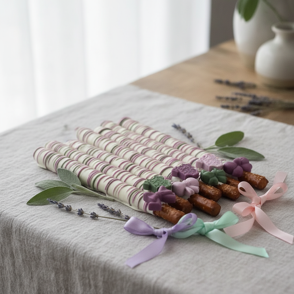 Lavender and Sage Pretzel Rods - Lifestyle
