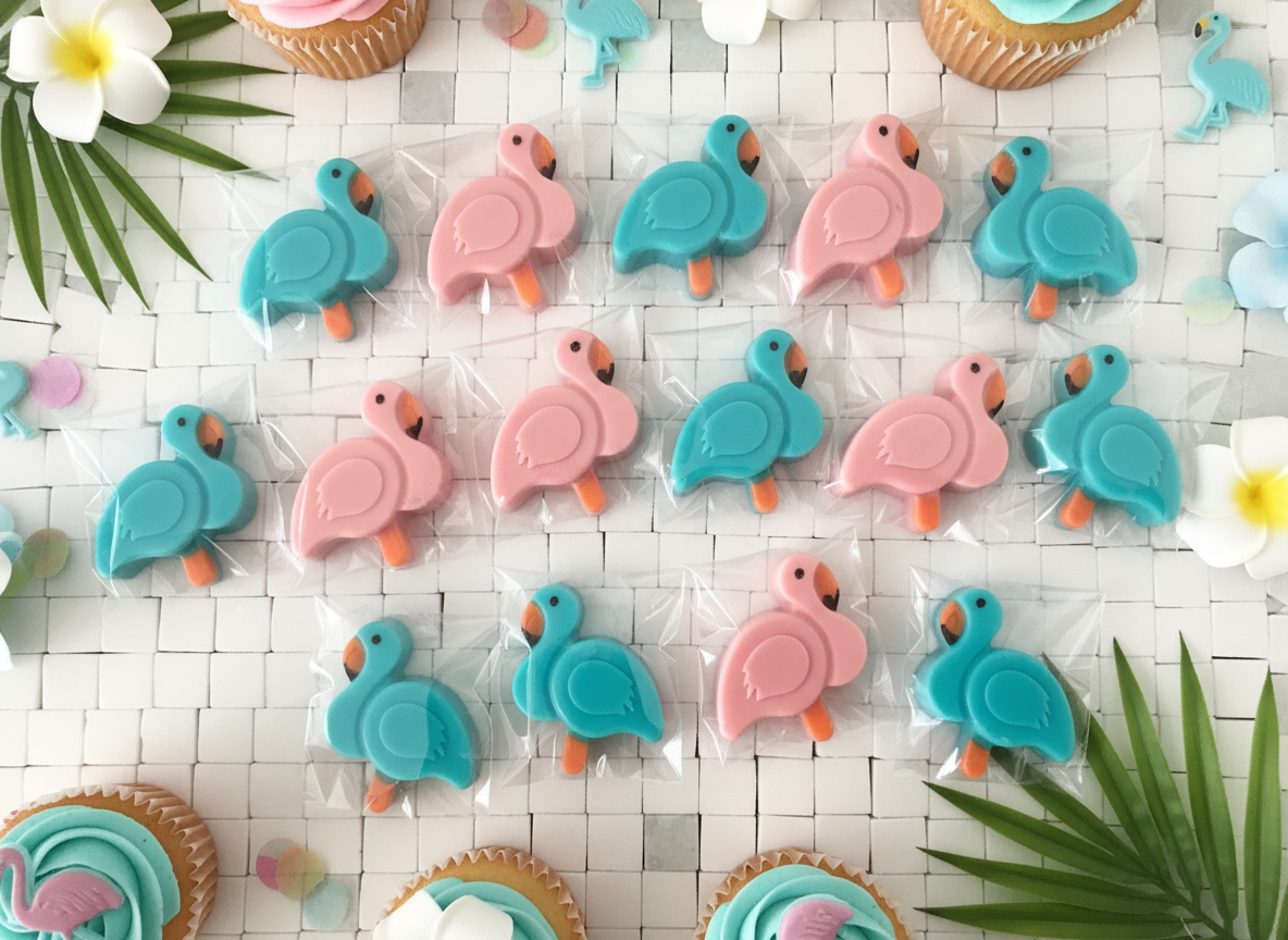 Light Blue and Turquoise Chocolate Flamingos