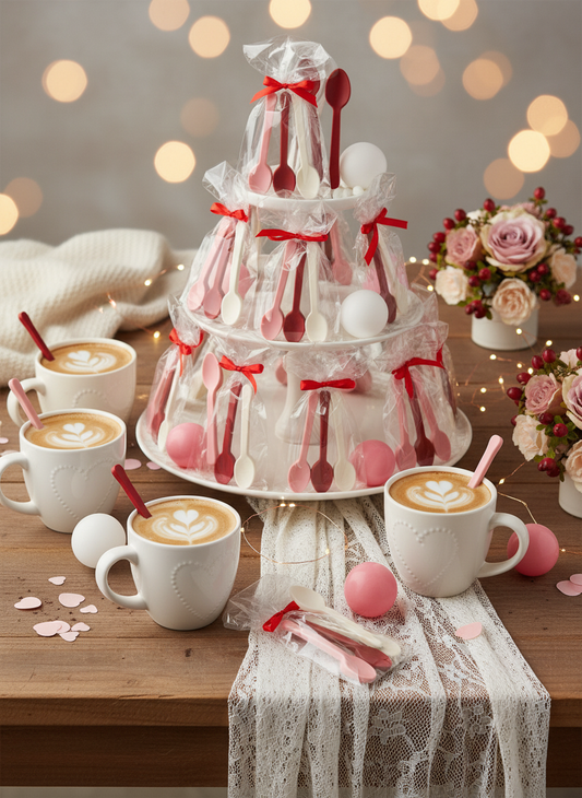 Red White Pink Chocolate Spoons Party