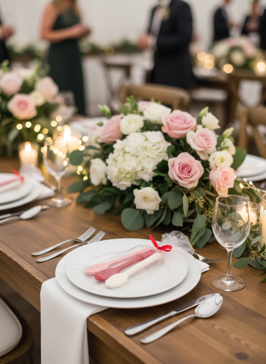 Red White Pink Chocolate Spoons Wedding
