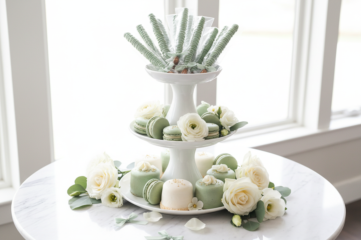 Sage Pretzel Rods Dessert Stand