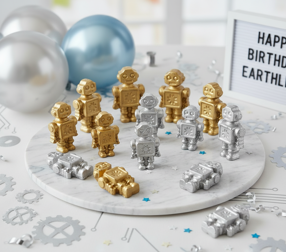 Silver and Gold Chocolate Robots - Variation 1