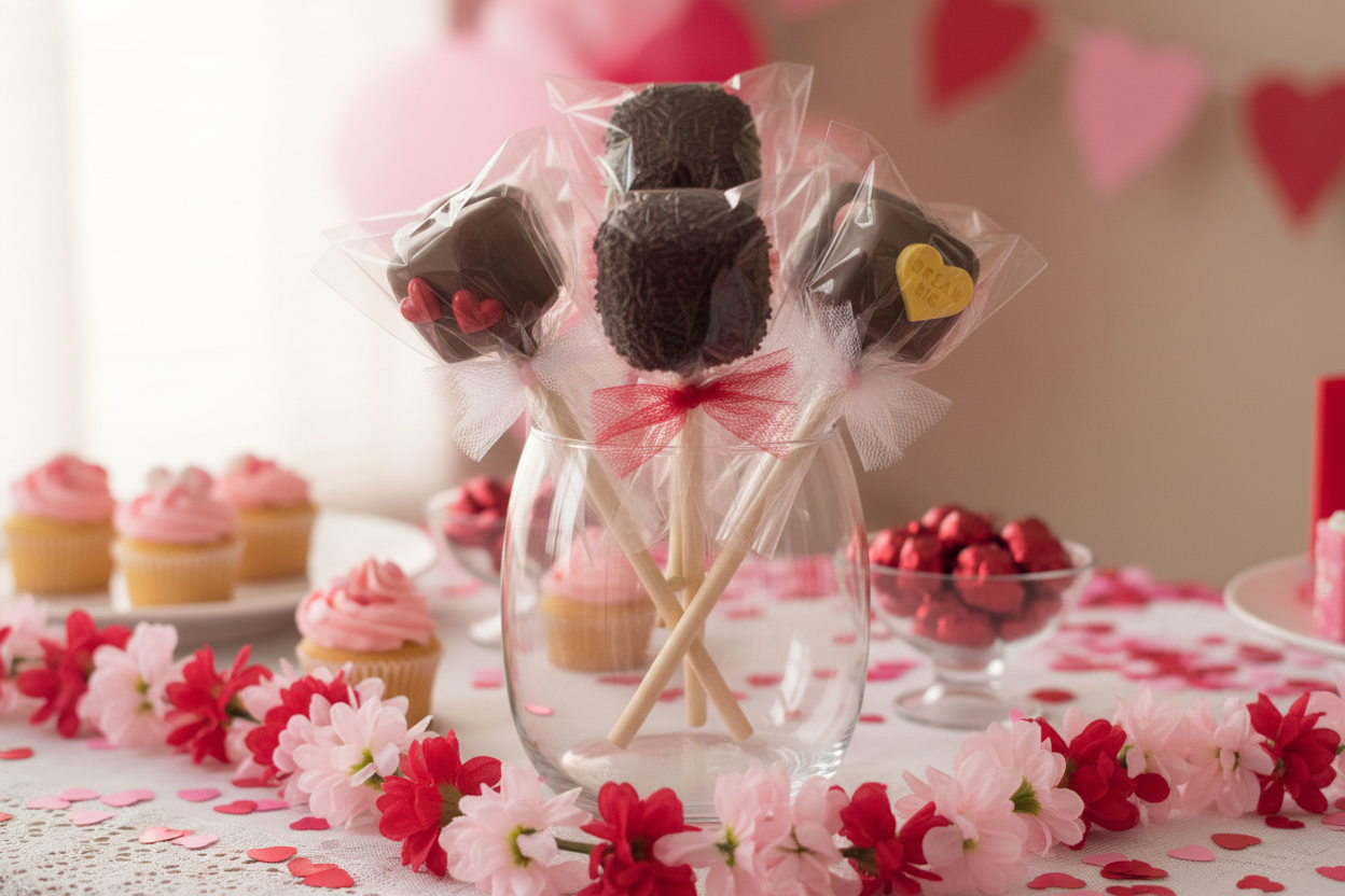 Valentine Marshmallow Pops Vase Display