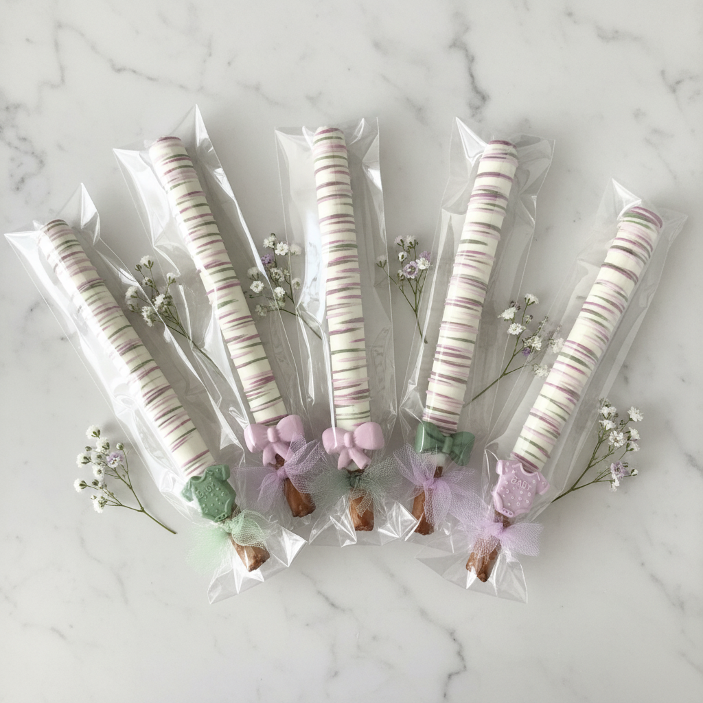 Wrapped Pretzel Rods - Flat Lay